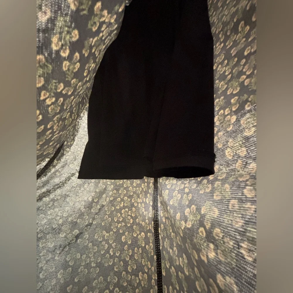 Topshop Black and Green Floral Long Sleeve Dress size 2 - Picture 7 of 8